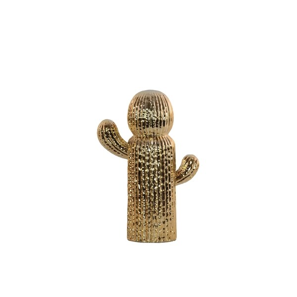 Urban Trends Ceramic Splitting "San Pedro" Cactus Figurine in Electroplated Finish, Small - Gold - N/A