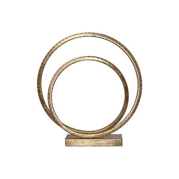 Metal Spiral Sculpture on Base, Metallic Gold Finish