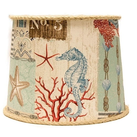 Somette Nautical Patchwork 16 inch Drum Lamp Shade with Uno