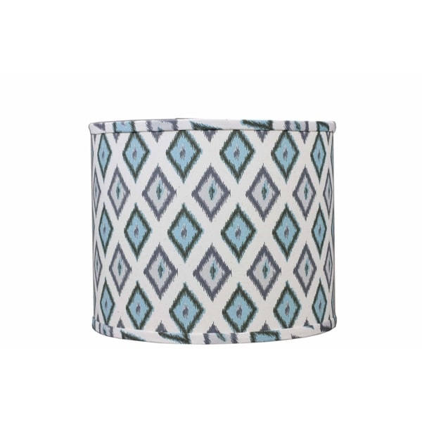 Somette Aqua And Grey Diamonds 16 inch Drum Lamp Shade with Uno