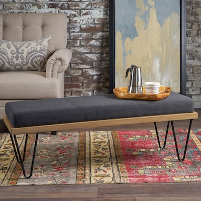 Elisha Industrial Modern Fabric Rectangle Bench by Christopher Knight Home