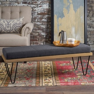 Elisha Industrial Modern Fabric Rectangle Bench by Christopher Knight Home