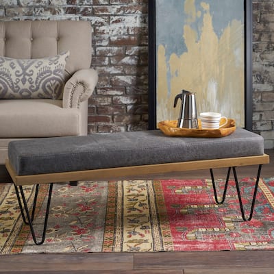 Elisha Industrial Modern Microfiber Rectangle Bench by Christopher Knight Home