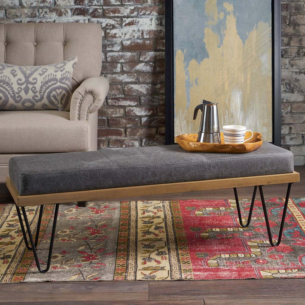 Elisha Industrial Modern Microfiber Rectangle Bench by Christopher Knight Home