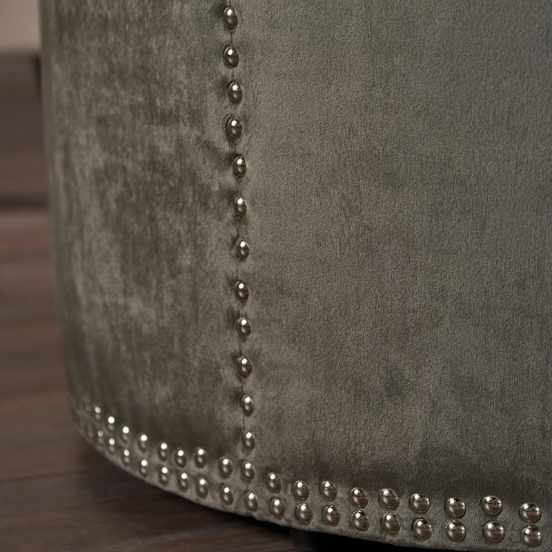 Jaewon Studded Velvet Round Ottoman Stool by Christopher Knight Home