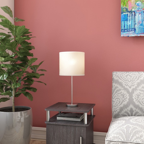 Porch & Den Delano Custer Brushed Nickel Stick Lamp with Fabric Shade