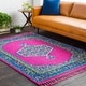 preview thumbnail 2 of 15, Boho Medallion Tassel Bright Pink Area Rug - 9'3" x 12'1"