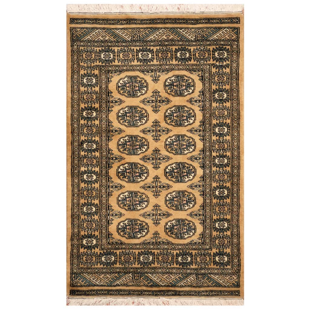 HERAT ORIENTAL Handmade Geometric Bokhara Wool Rug 2'6" x 4' Bed