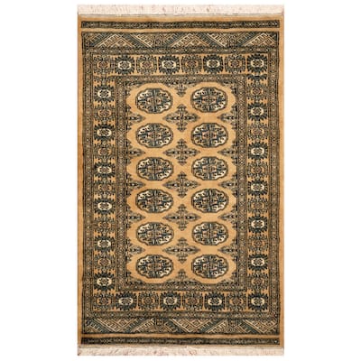 HERAT ORIENTAL Handmade Geometric Bokhara Wool Rug - 2'6" x 4'