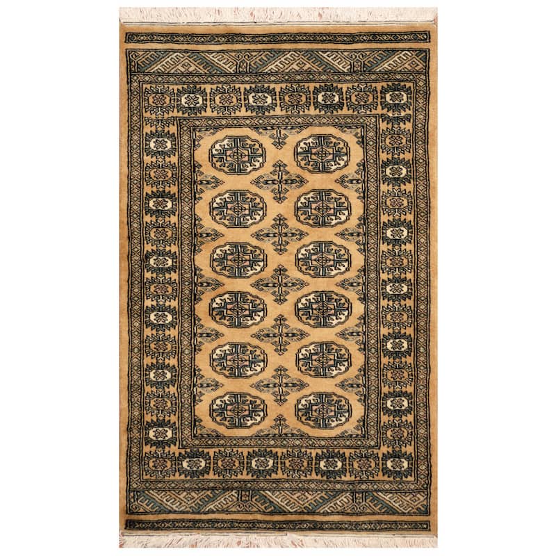 HERAT ORIENTAL Handmade Geometric Bokhara Wool Rug - 2'6" x 4'