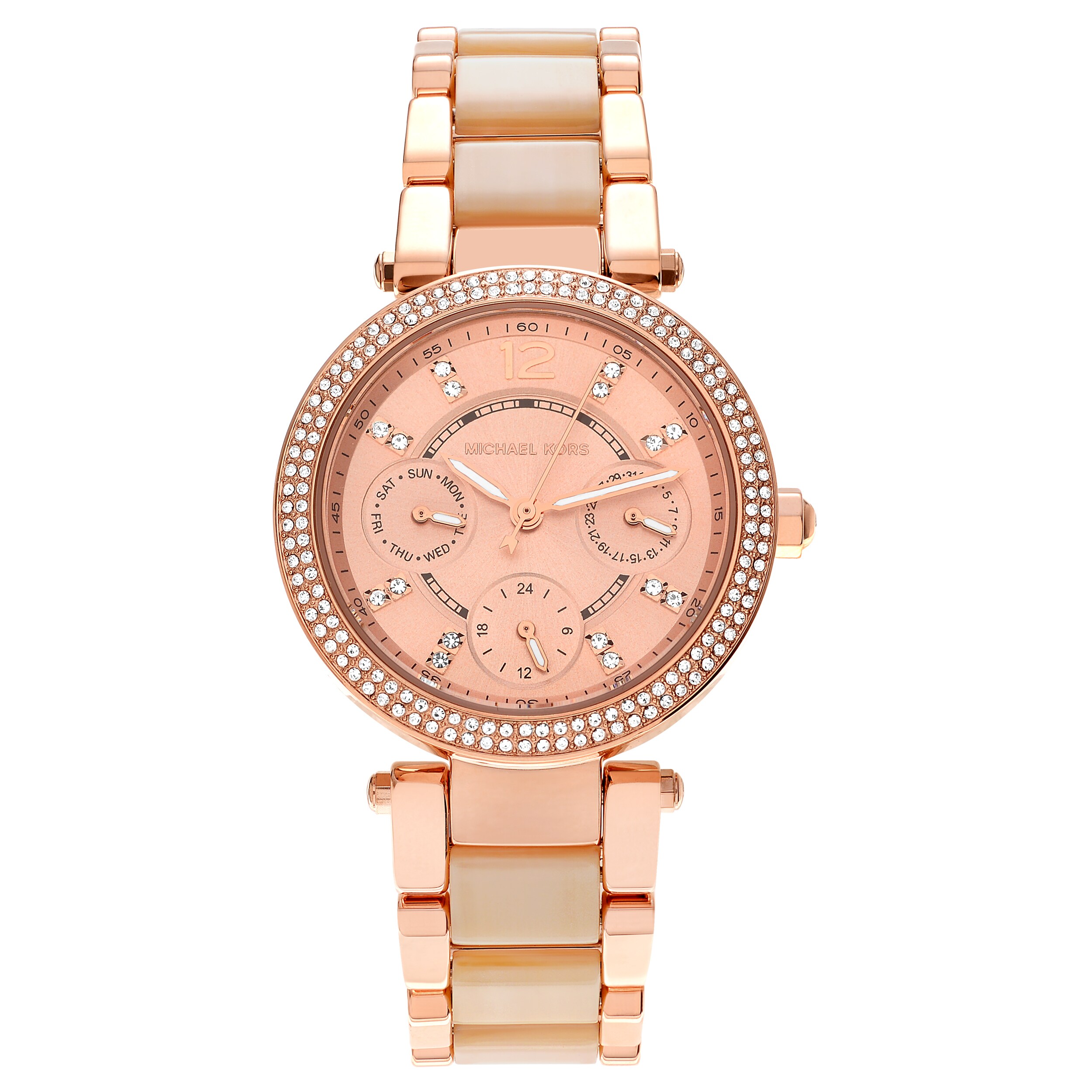 michael kors parker pave rose gold watch