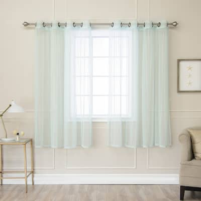 Aurora Home Pastel Tulle Lace Curtain Panel Pair