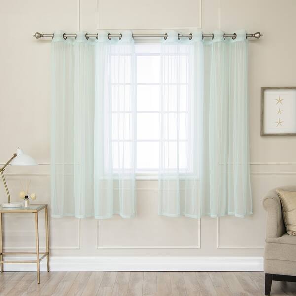 slide 1 of 34, Aurora Home Pastel Tulle Lace Curtain Panel Pair