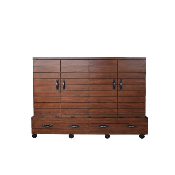 Shiplap Queen Size Mobile Wallbed in Chestnut Finish