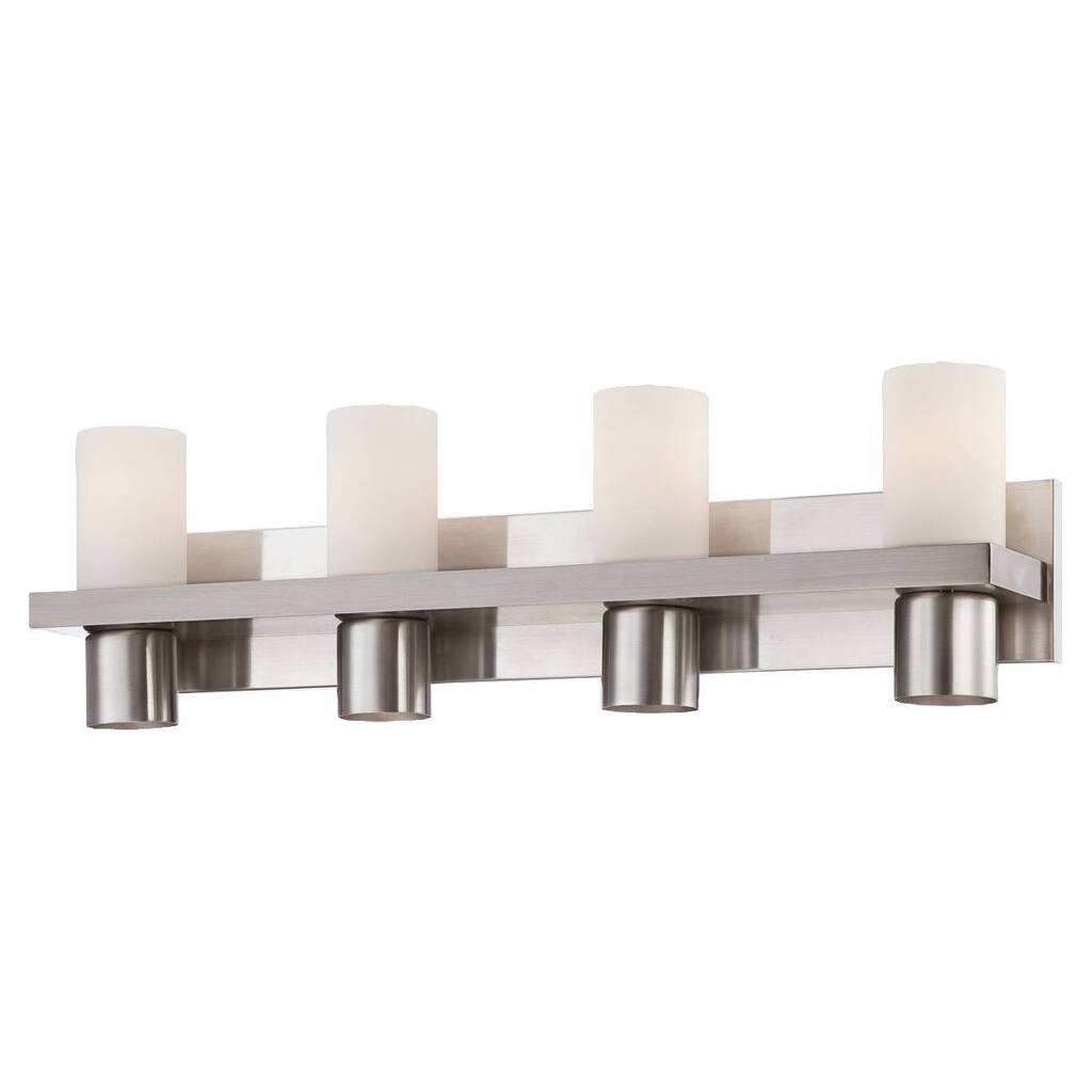 Eurofase Pillar 4-Light Bathbar, Brushed Nickel Finish - 23279-025 - 8" high x 28" wide