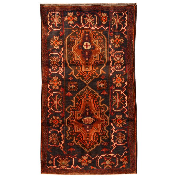 Handmade Herat Oriental Afghan Hand-knotted Tribal Balouchi Wool Rug (Afghanistan) - 2'6 x 4'6