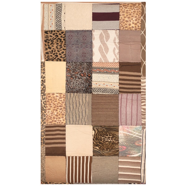 Handmade Memory Foam Cotton Patchwork Rug (India) - 3' x 5'