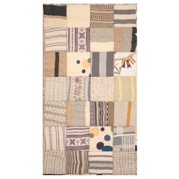 Handmade Memory Foam Cotton Patchwork Rug (India) - 3' x 5'