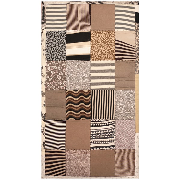 Handmade Memory Foam Cotton Patchwork Rug (India) - 3' x 5'