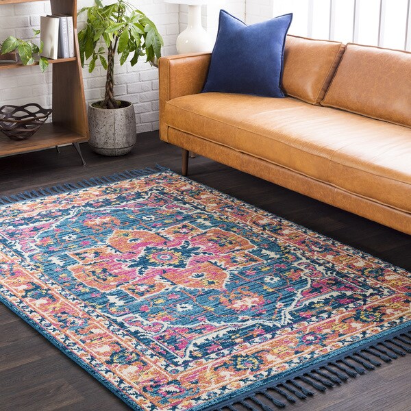 Boho Medallion Tassel Orange/Pink Area Rug (3'11 x 5'7) - 3'11" x 5'7"