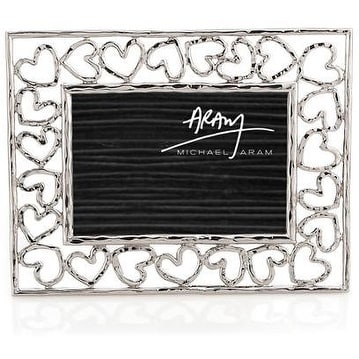 white frame picture frame with hearts 6" x 4" inch picture