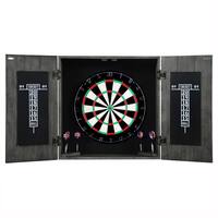 Drifter Solid Wood Dartboard and Cabinet Set - Distressed Timberwood Finish