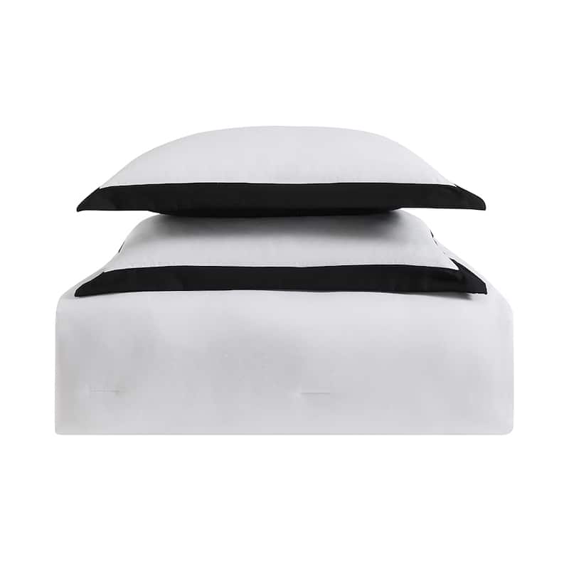 Truly Soft Everyday Hotel Border 7-piece Comforter Set - White/Black - King