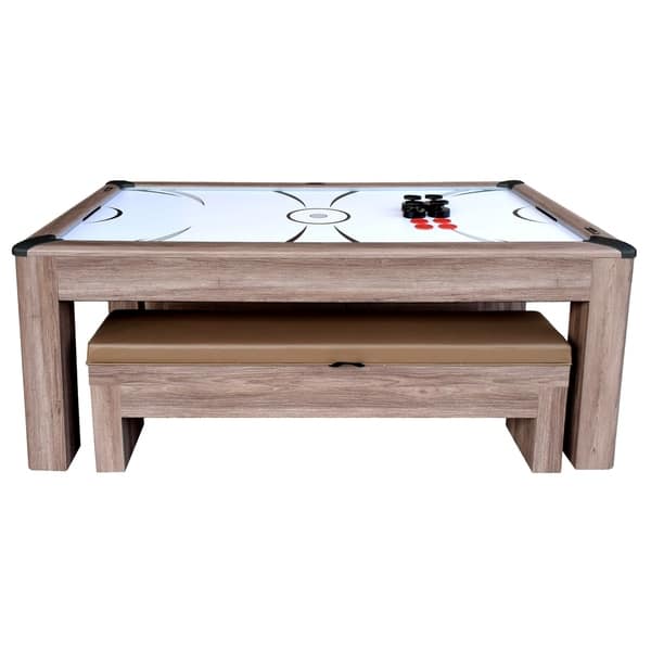 Shop Driftwood 7 Ft Air Hockey Table Combo Set W Benches