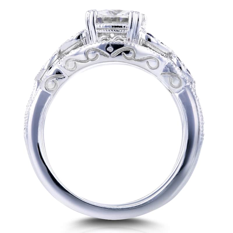 Annello by Kobelli 14k White Gold 1 3/4ct TGW Moissaanite (DEF) with Diamond and Sapphire 3-piece Bridal Set