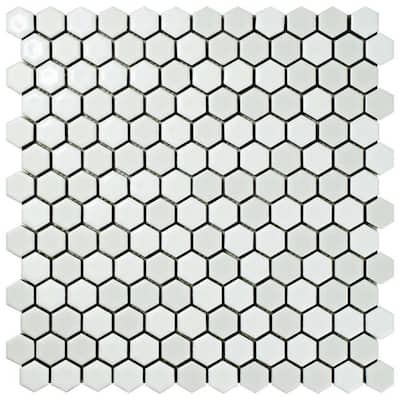 Merola Tile 11.625x11.875-inch Asteroid Hex White Porcelain Mosaic Floor and Wall Tile (10 tiles/9.6 sqft.)