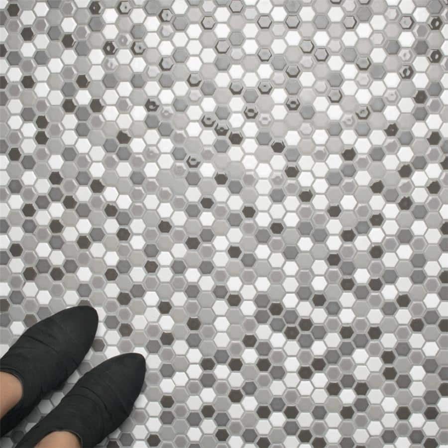 Merola Tile 11.625x11.875-inch Asteroid Hex Luna Porcelain Mosaic Floor and Wall Tile (10 tiles/9.6 sqft.)