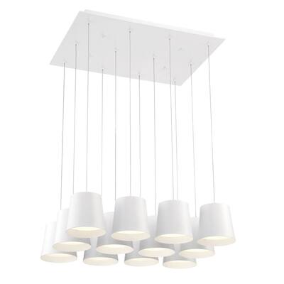 Eurofase Borto 12-Light LED Chandelier, White Finish - 28164-012 - 8.25" high x 27.25" long x 20" wide