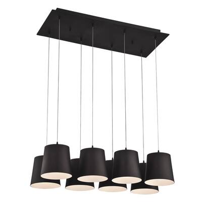 Eurofase Borto 8-Light LED Chandelier, Black Finish - 28163-022 - 8.25" high x 27.25" long x 13" wide
