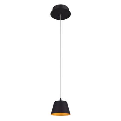 Eurofase Bowes 1-Light LED Pendant, Matte Black Finish - 28237-013 - 4" high x 4.75" in diameter