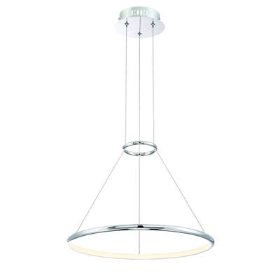 Eurofase Valley Contemporary LED Ring Small Light Pendant, Carved Polished Chrome Finish - 31859-011