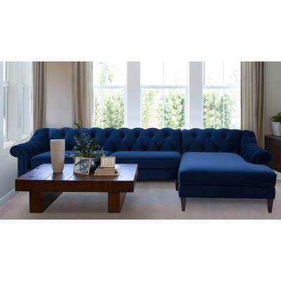 Blue Velvet Left Facing Sectional Sofas Online At Blue Velvet Left Facing Sectional