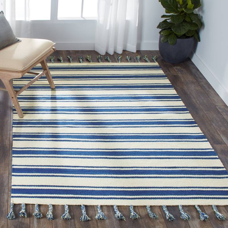 Nourison Solano Striped Dhurri Reversible Area Rug - 5' x 7'6" - Ivory/Dark Blue - Runner/Rectangle