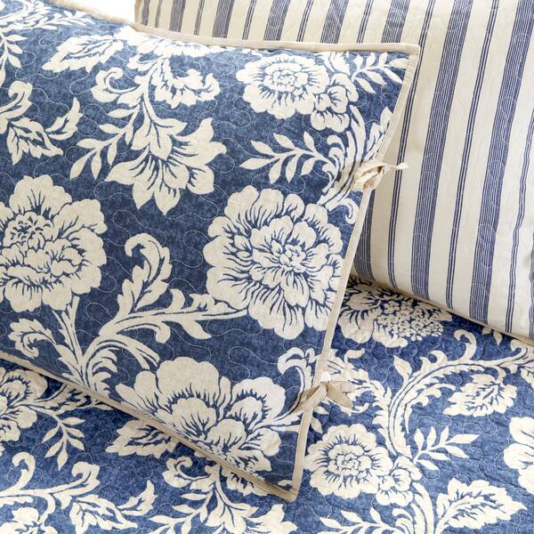 Shop Madison Park Georgia Navy Printed 6 Pieces Cotton Twill