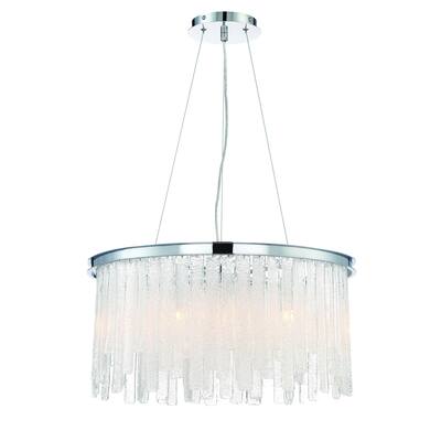Eurofase Candice Handmade Granular Glass 10-Light Chandelier, Polished Chrome Finish - 31605-014 - 12" high x 23.75" in diameter