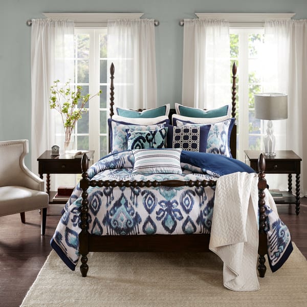 Shop Madison Park Signature Seaglass Ikat Blue Jaquard Comforter