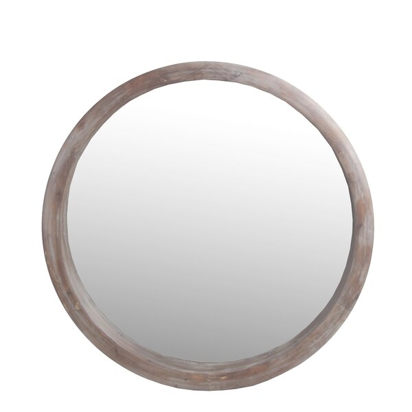 Privilege Whitewashed Natural Wood Round Mirror On Privilege Whitewashed Natural Wood Round Mirror