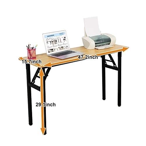 Computer Desk Folding Table Office Desk, 55" - teak top black legs