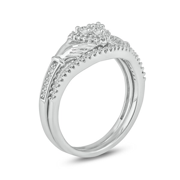 10k White Gold Polished Claddagh Ring Size 7 Length Width 3