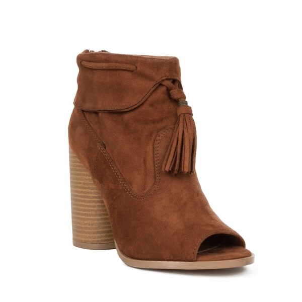 Women's Open Peep Toe Tassel Heel Ankle Bootie Women's Open Peep Toe Tassel Heel Ankle Bootie