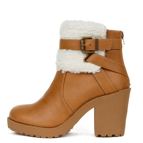 shearling heeled boots