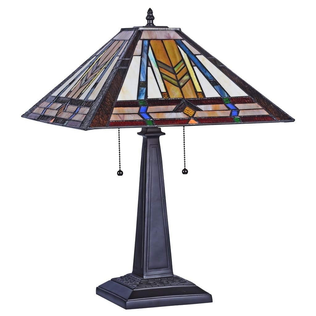 Tarben Tiffany Style 2-light Blackish Bronze Table Lamp