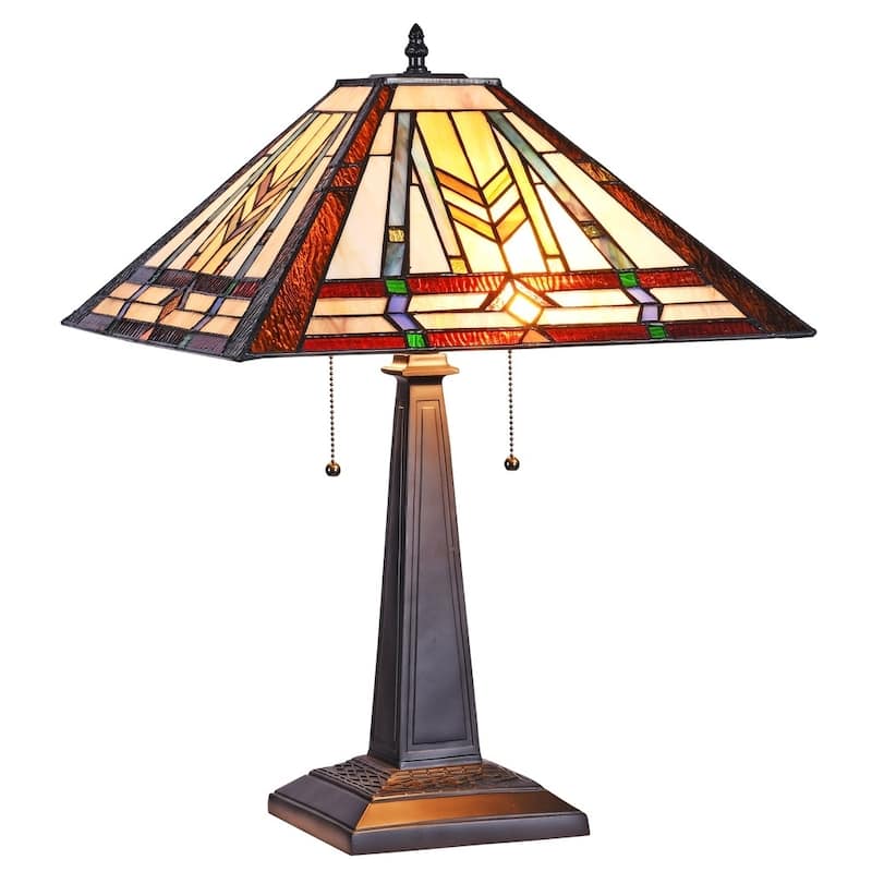 Tarben Tiffany Style 2-light Blackish Bronze Table Lamp