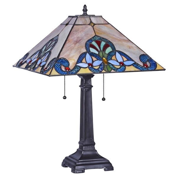 Chloe Patty Collection Tiffany Style 2 Light Blackish Bronze Table Chloe Patty Collection Tiffany Style 2 Light Blackish Bronze Table Lamp