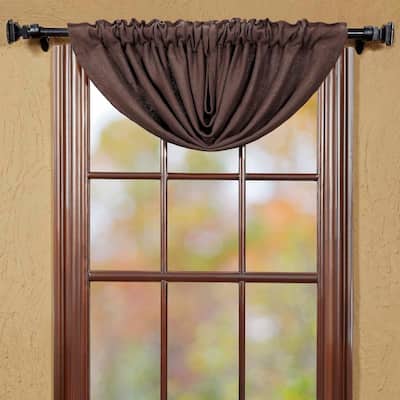 Farmhouse Kitchen Curtains VHC Burlap Chocolate Balloon Valance Rod Pocket Cotton Solid Color Cotton Burlap