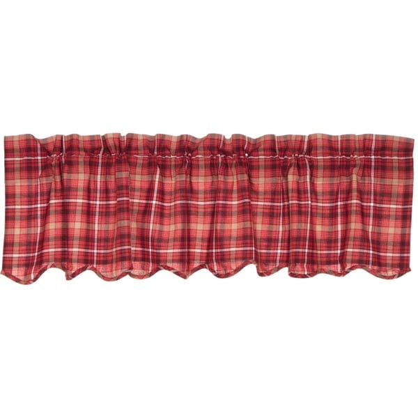 VHC Braxton Scalloped Red Plaid Shower Curtain 72" x 72" NEW Christmas 